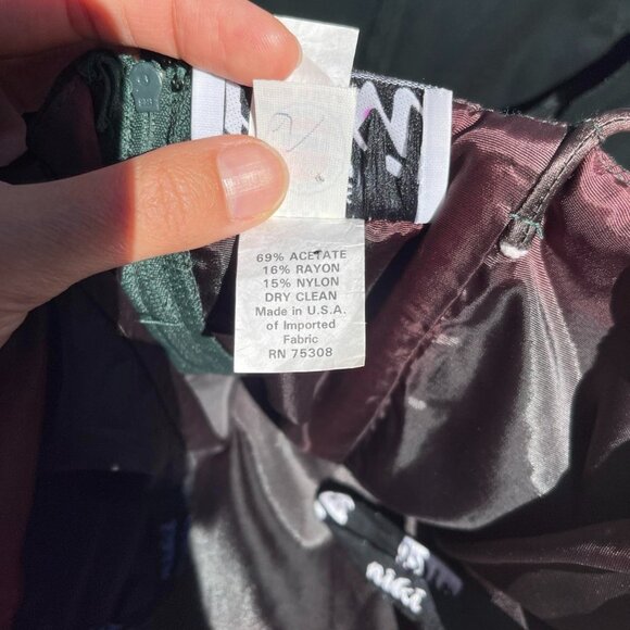 Vintage 90's Dark Green Velvet Prom Dress Evening Gown - Picture 4 of 6